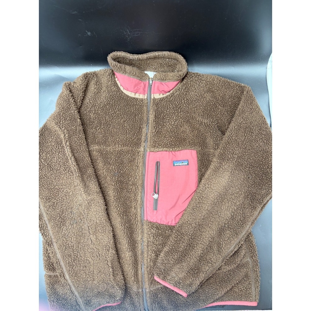 Patagonia Classic Retro-X Fleece Jacket Brown Red Full Zip Mens L Womens XL